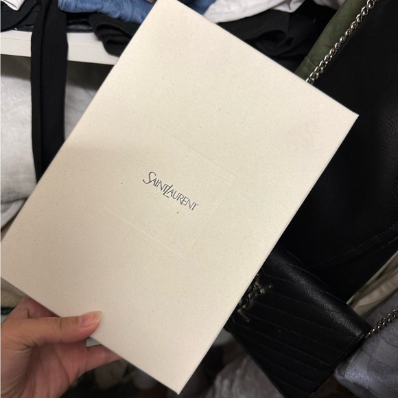 Yves Saint Laurent Black Chevron Leather Wristlet - Picture 3 of 4